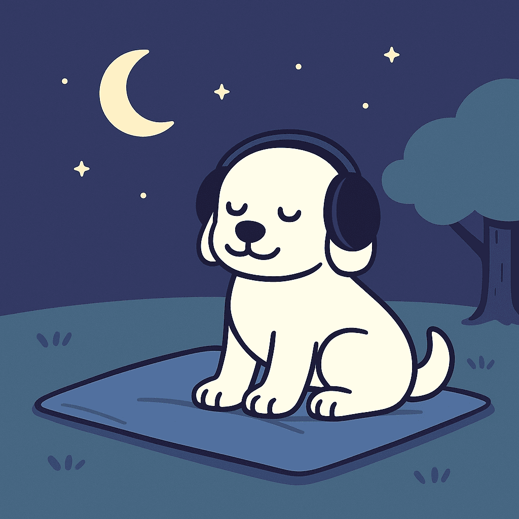 Dog listening to music